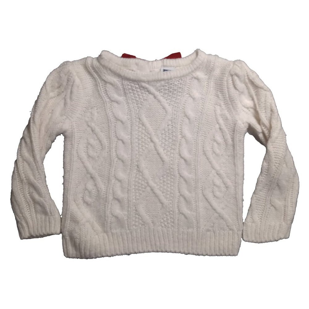 Janie and Jack White Cable Knit Pullover Sweater With Red Bow Size US 3-6M